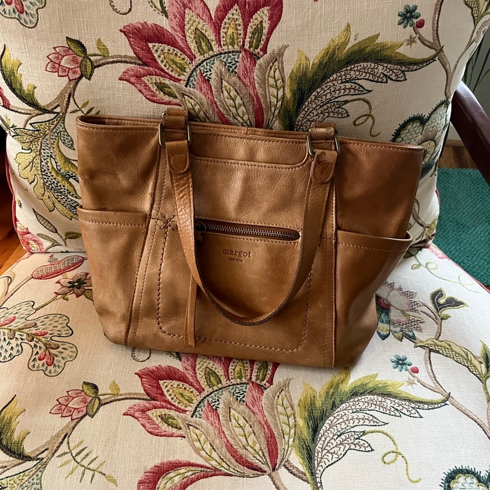 Margot of New York tan leather hobo